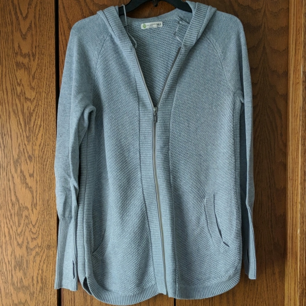 Long Zip-up Sweater w/ Hood